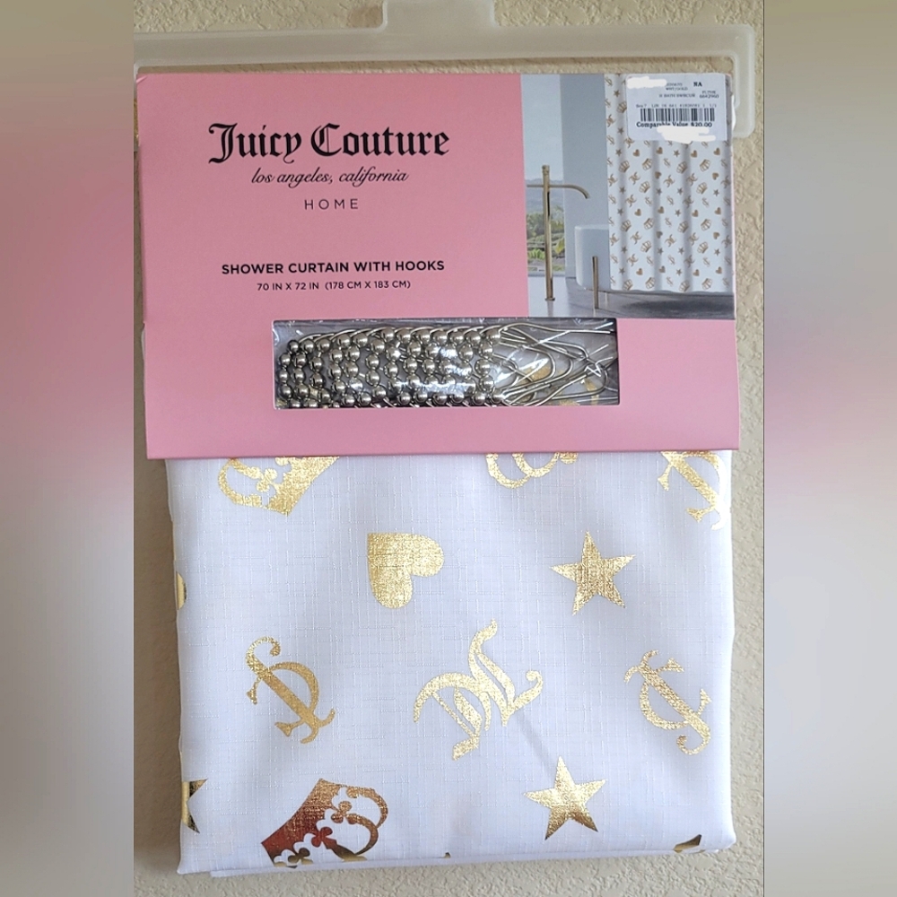 Juicy Couture Crown, Heart & Star Shower Curtain